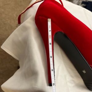 RED stiletto suede like shoes
